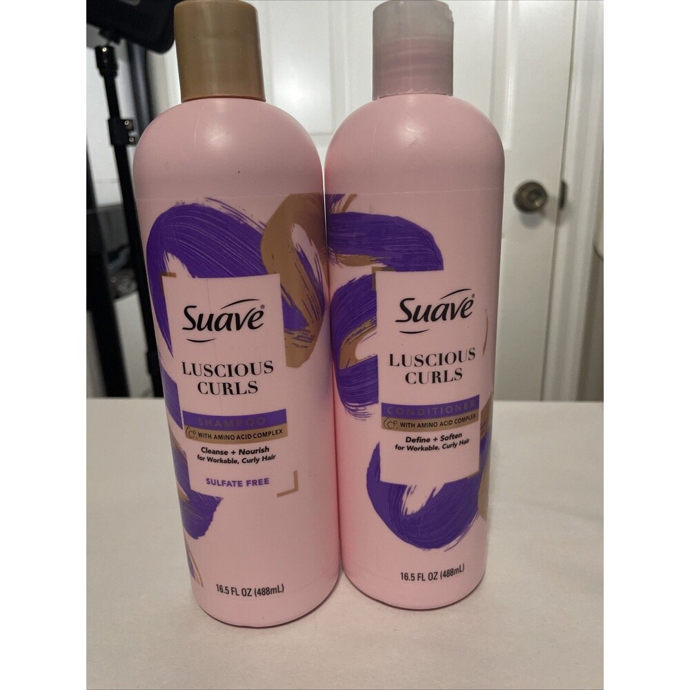 SUAVE Luscious Curls Shampoo & conditioner Amino Acid Cleanse & Nourish 16.5 OZ